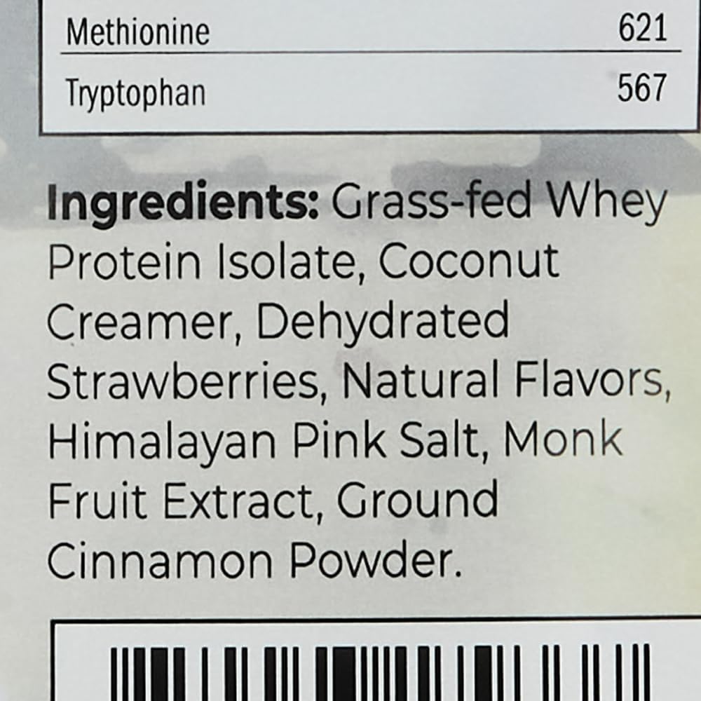 Strawberry Santa Cruz Paleo Whey Protein Powder - 20g Grass Fed Whey Isolate, Gluten Free, Keto, Sugar Free - Natural Muscle Support Post Workout - 20 Servings, 1.2lb Bag