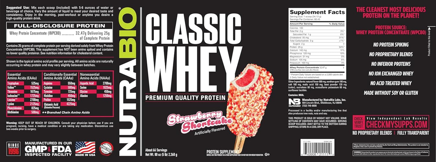Strawberry Shortcake Classic Whey Protein Powder - 5 Pounds, Low Glycemic Index, No Fillers, Artificial Colors, Preservatives