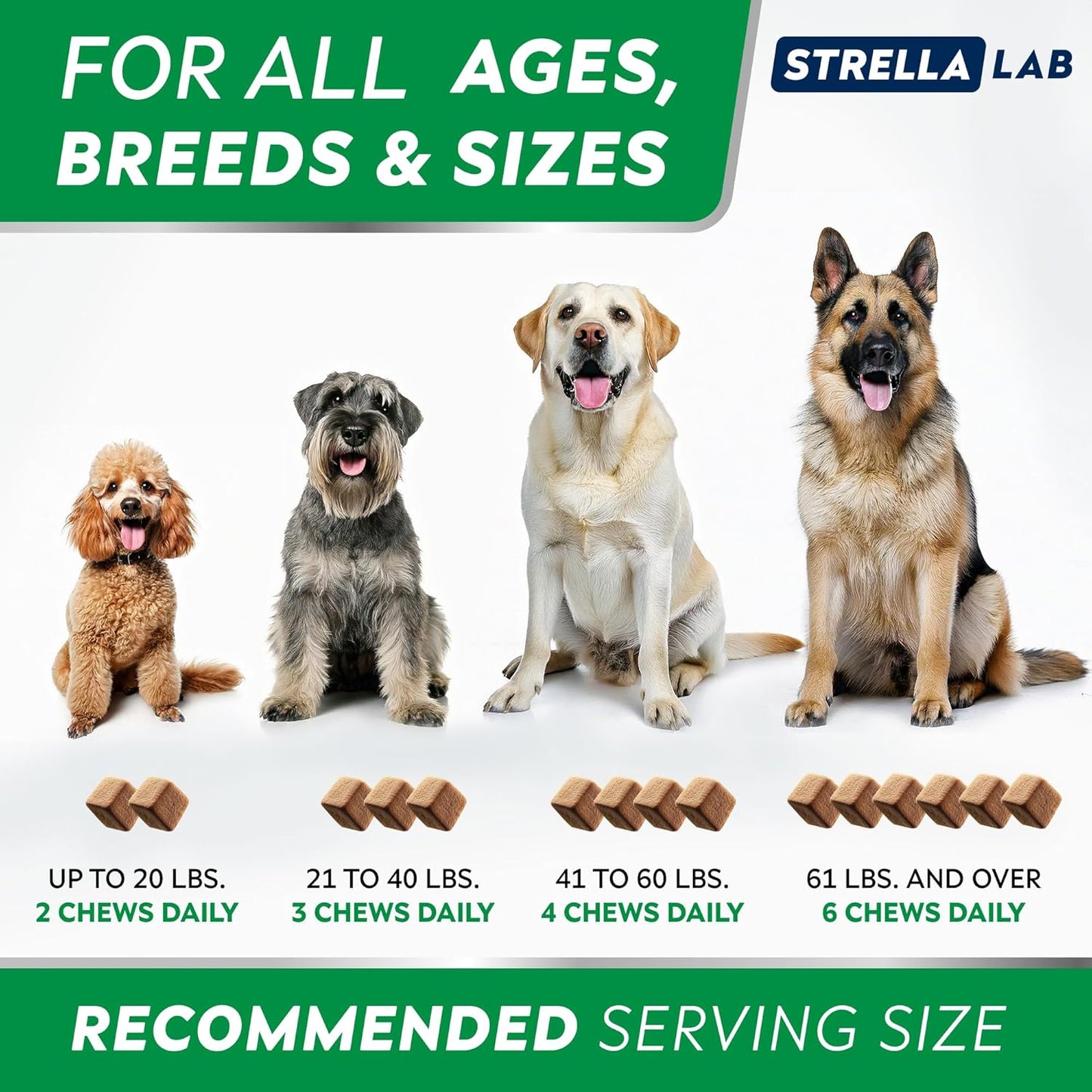 StrellaLab Omega 3 Dog Allergy Relief Chews with Real Ingredients - Skin & Coat Support Supplement - Made in USA - 120 Count
