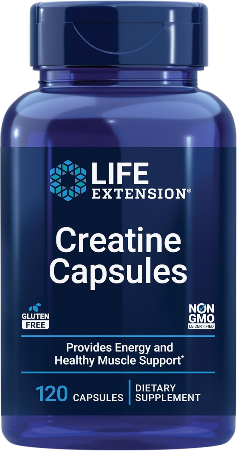 Strength and Heart Health Bundle: Life Extension Creatine Capsules and Taurine Supplement - 120 Capsules of Creatine for Strength and 1000mg of Taurine