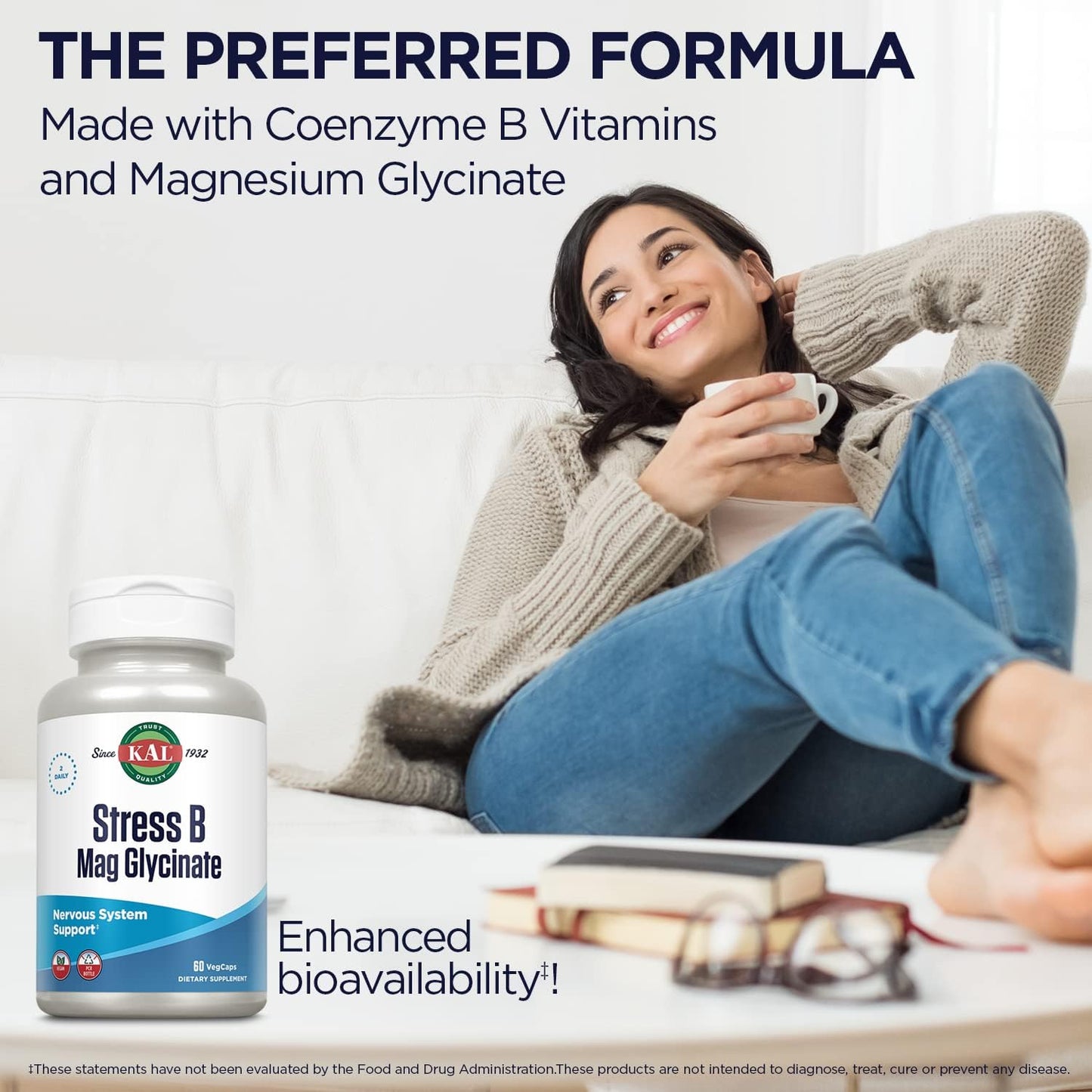 Stress B Complex with Magnesium, Coenzyme B-6, Methylcobalamin, and Folate, Mood & Relaxation Support, 60 VegCaps