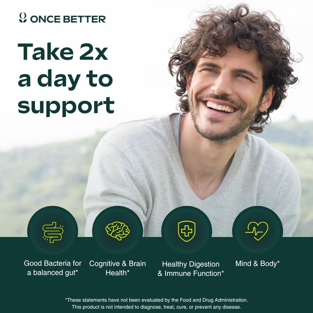 Stress & Gut Support Supplement with Ashwagandha, L-Theanine, Magnesium, Probiotics - 60 Capsules for Men & Women