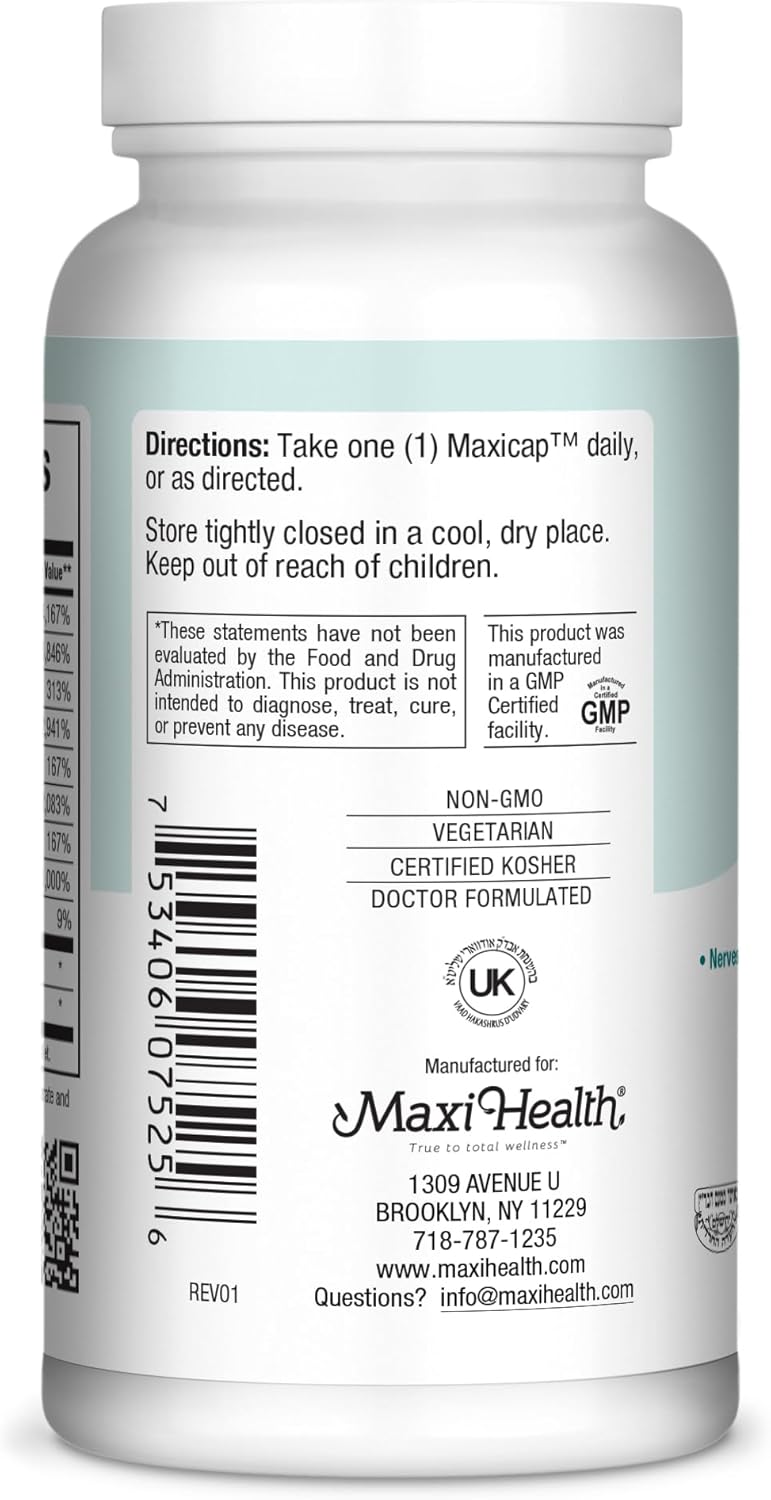 Stress Relief Vitamin B Complex 100 Count for Women & Men - B6, B12, Biotin, Inositol, Folate - Vegan, Gluten & Soy Free - Kosher