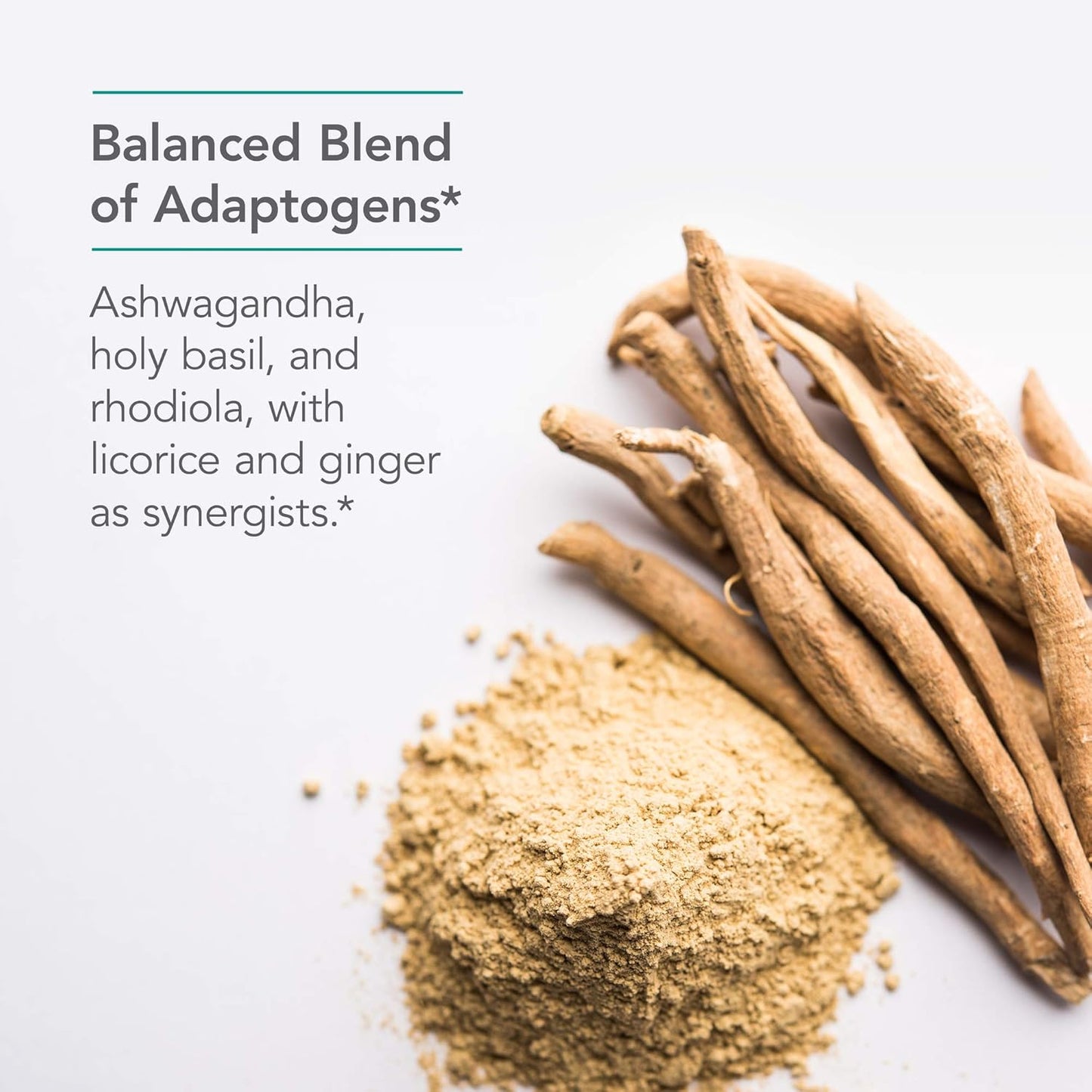 Stress Support Supplement with Adaptogens - 60 Capsules, Features Ashwagandha, Rhodiola, Holy Basil - Cortisol Manager for HPA Axis