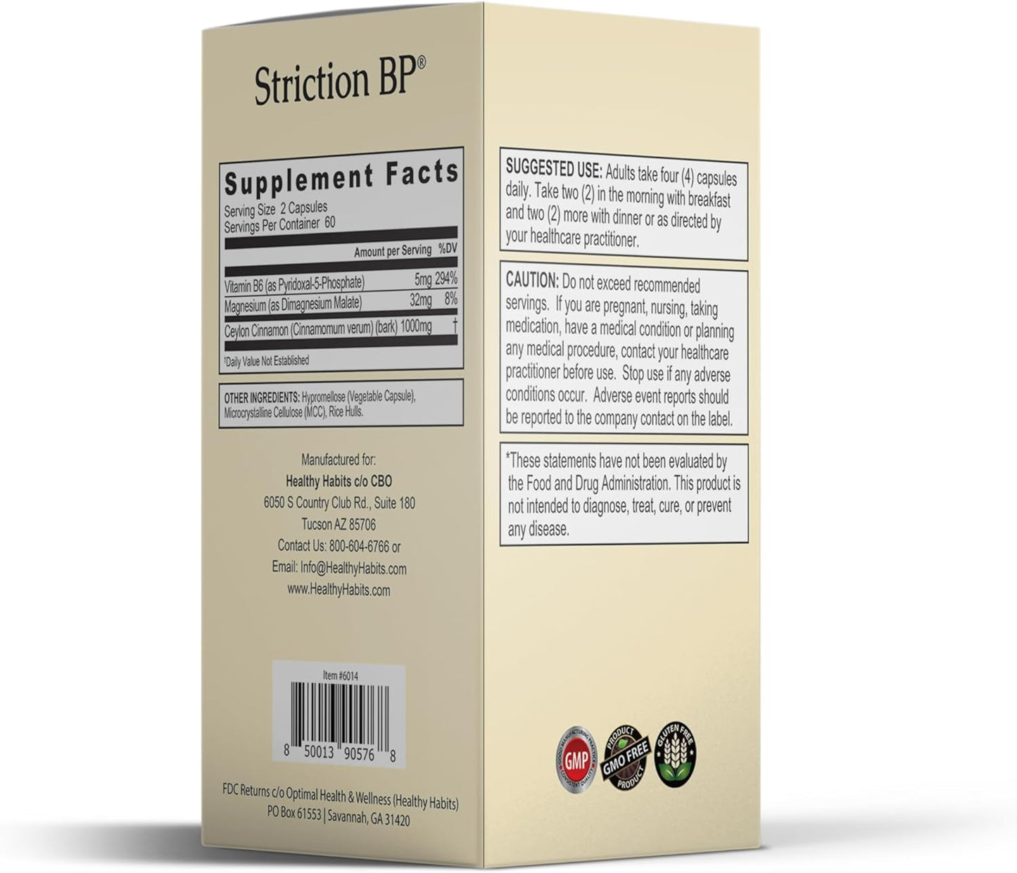 StrictionBP Box - 120 Vegetarian Capsules for Promoting Healthy Habits