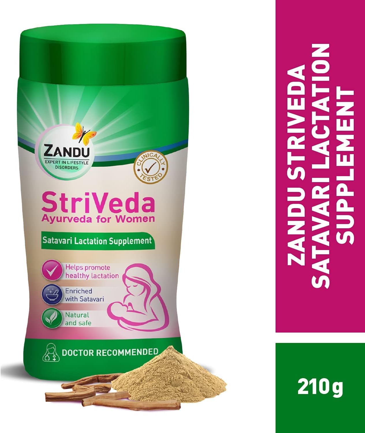 StriVeda Satavari Lactation Supplement - Boost Breast Milk Supply - 210g - Doctor Recommended - Natural & Safe