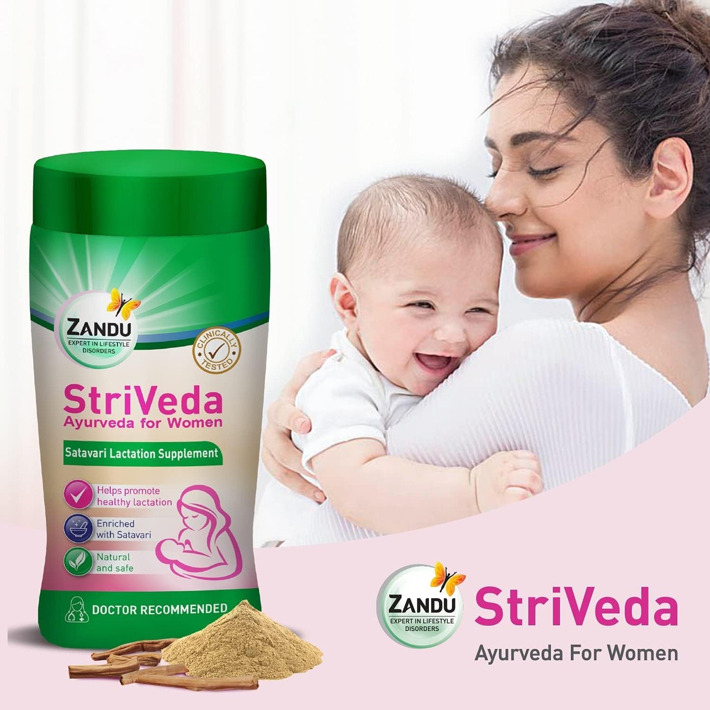 StriVeda Satavari Lactation Supplement - Boost Breast Milk Supply - 210g - Doctor Recommended - Natural & Safe