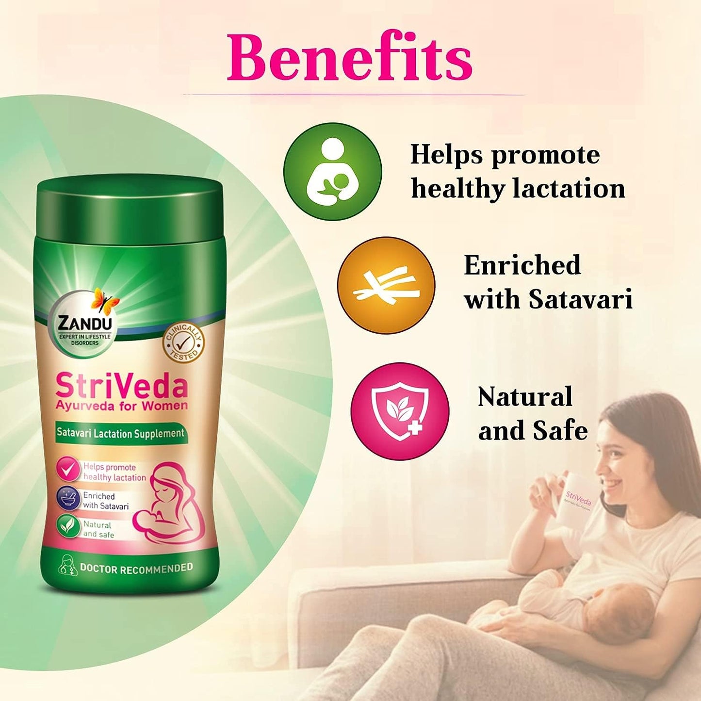 StriVeda Satavari Lactation Supplement - Boost Breast Milk Supply - 210g - Doctor Recommended - Natural & Safe