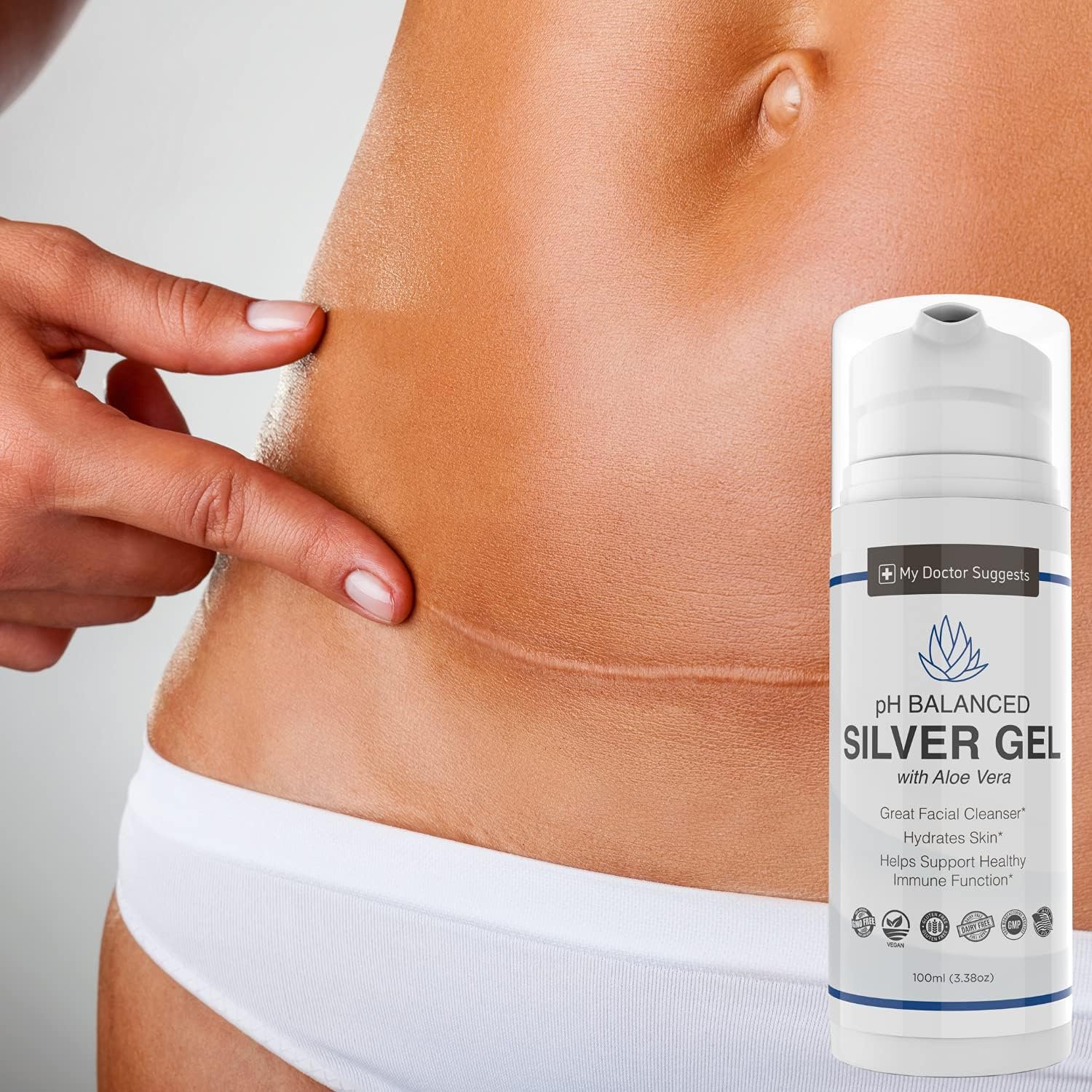Structured Silver Gel with Aloe Vera for Wound Care - 30ppm pH Balanced Formula to Soothe Burns, Sores, Eczema - Made in USA