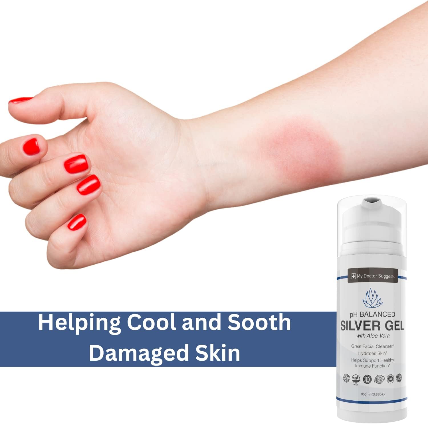 Structured Silver Gel with Aloe Vera for Wound Care - 30ppm pH Balanced Formula to Soothe Burns, Sores, Eczema - Made in USA