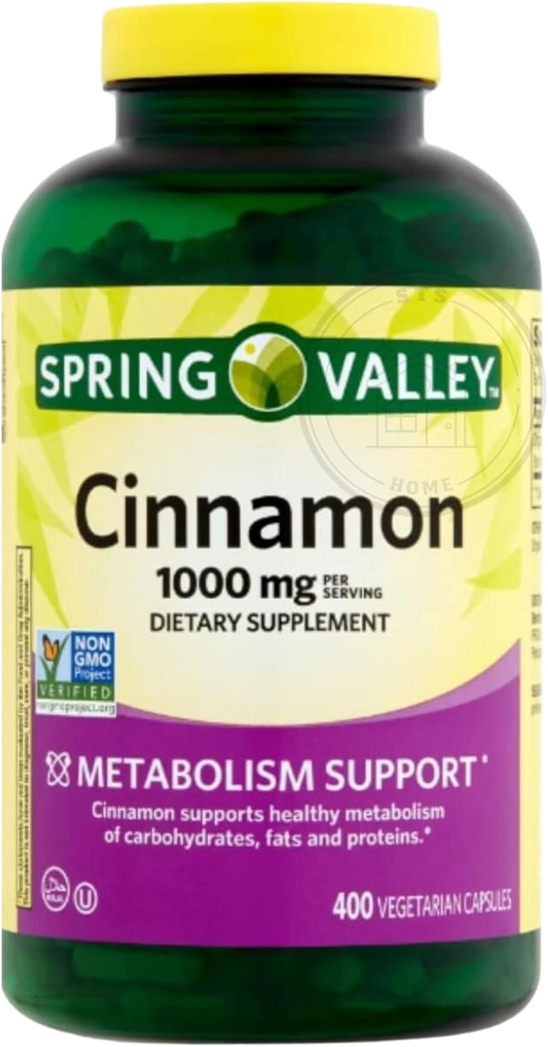 STS Home Spring Valley Cinnamon Dietary Supplement 1000mg 400 Count with Bonus STS Sticker for Health Support