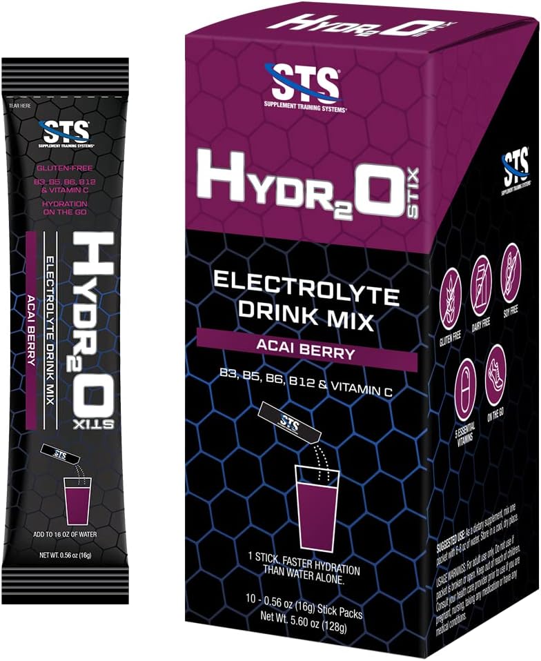 STS Hydro Stix Acai Berry Electrolyte Replacement Powder Packets - 10 Pack (16g Each)