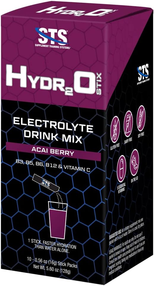 STS Hydro Stix Acai Berry Electrolyte Replacement Powder Packets - 10 Pack (16g Each)