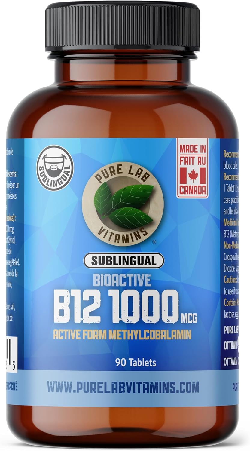 Sublingual Bioactive B12 1000mcg Tablets for Vitamin B12 Deficiency - Methylcobalamin Formula for Nervous System Support