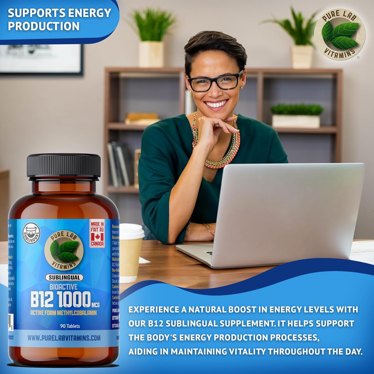 Sublingual Bioactive B12 1000mcg Tablets for Vitamin B12 Deficiency - Methylcobalamin Formula for Nervous System Support