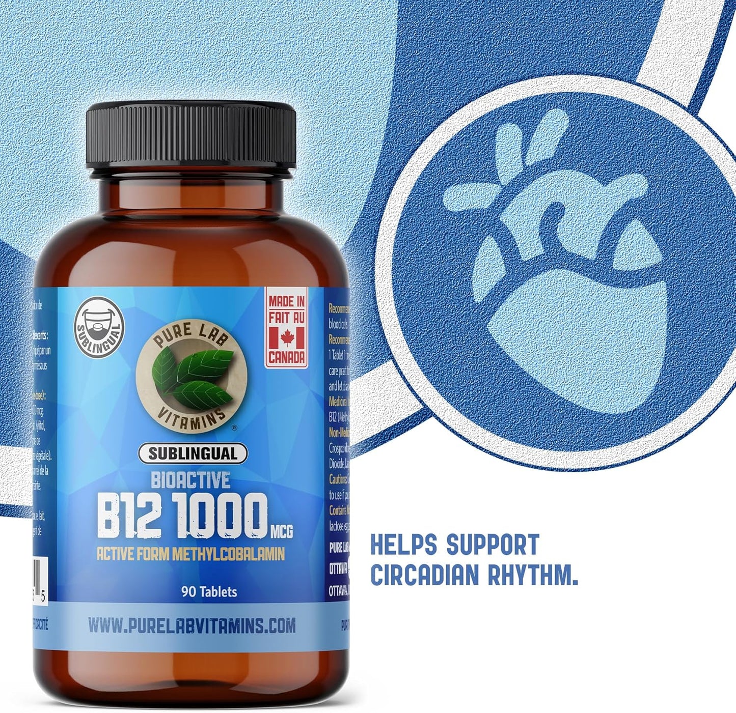 Sublingual Bioactive B12 1000mcg Tablets for Vitamin B12 Deficiency - Methylcobalamin Formula for Nervous System Support