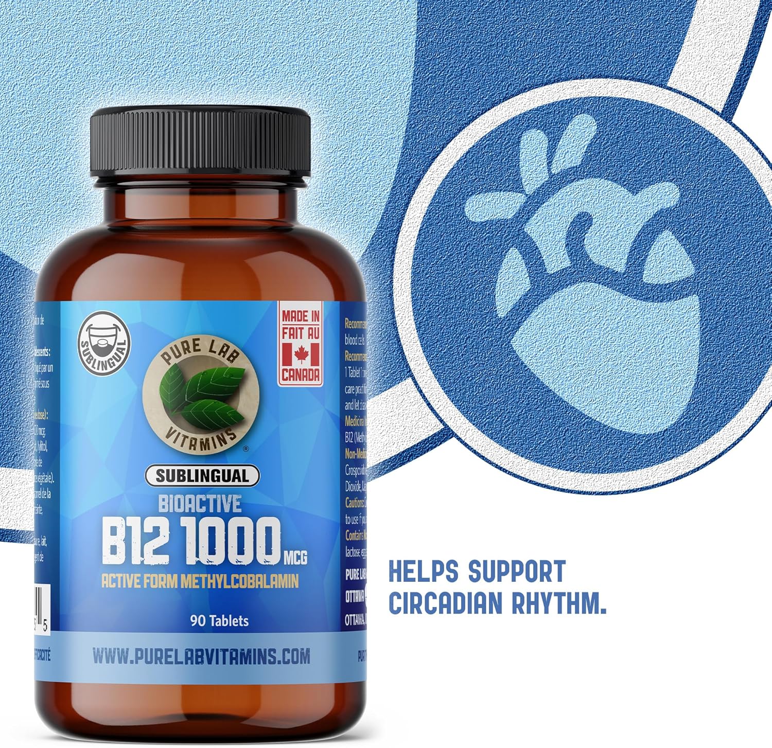 Sublingual Bioactive B12 1000mcg Tablets for Vitamin B12 Deficiency - Methylcobalamin Formula for Nervous System Support