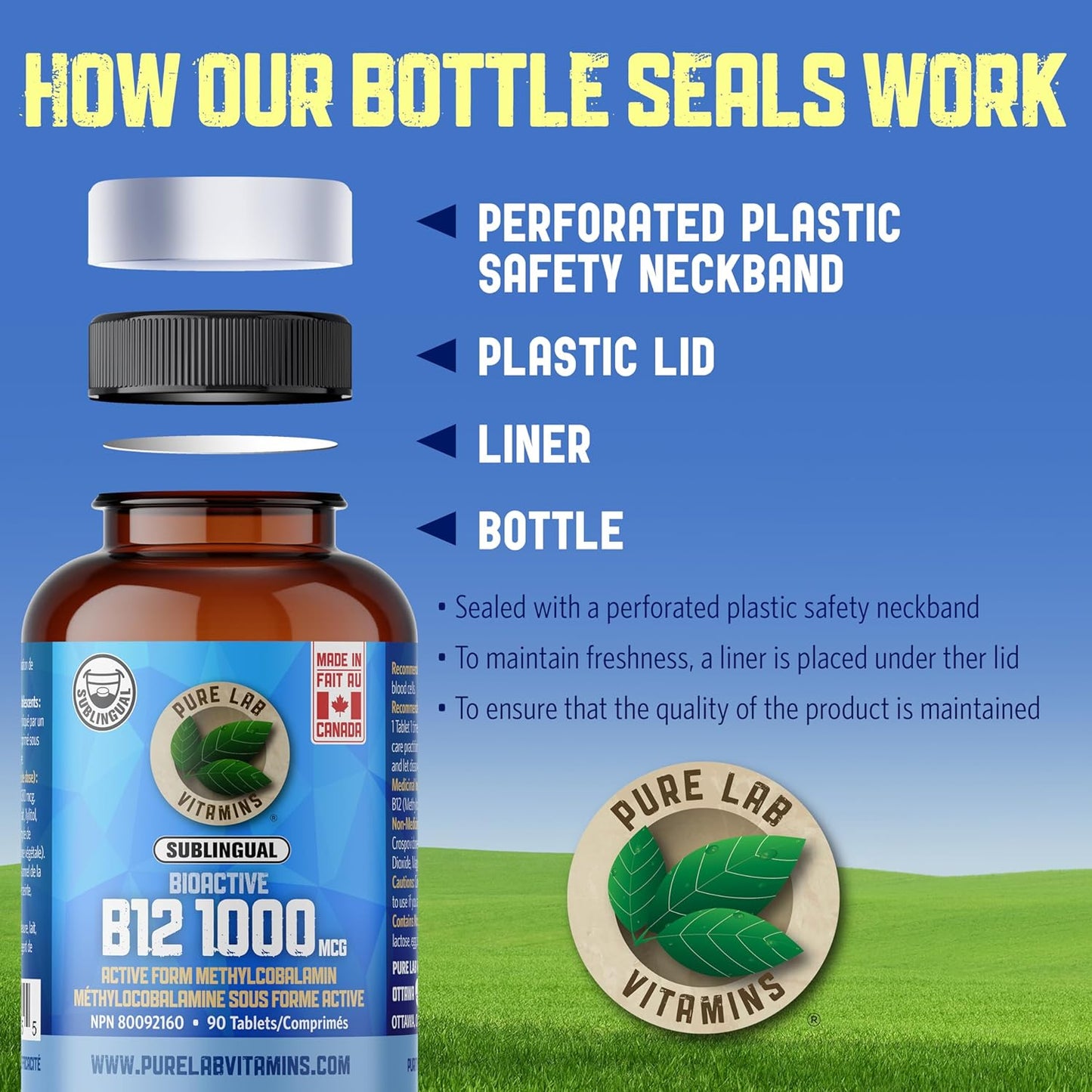 Sublingual Bioactive B12 1000mcg Tablets for Vitamin B12 Deficiency - Methylcobalamin Formula for Nervous System Support