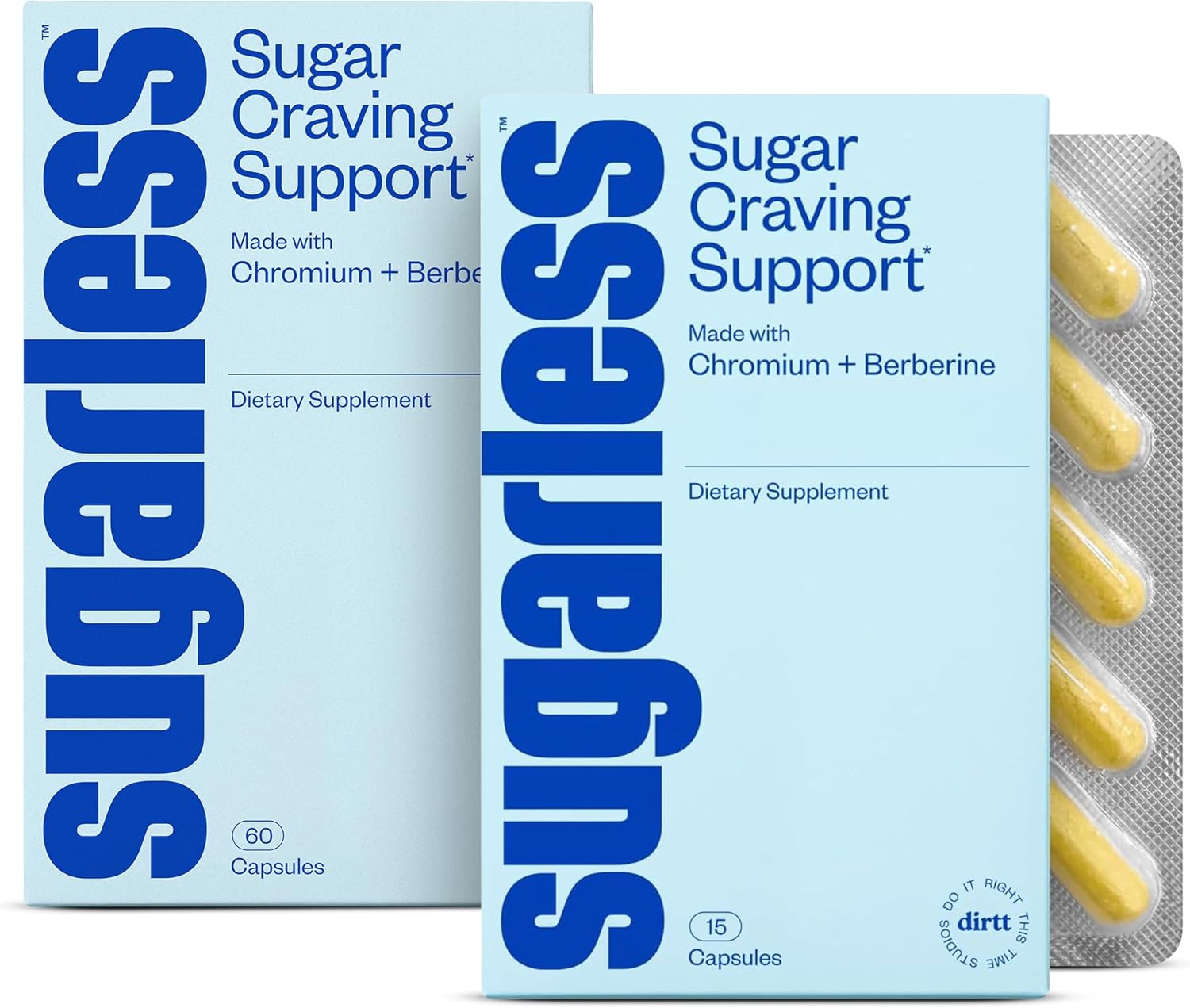 Sugar Cravings Supplement Bundle - Stop Cravings Naturally with Berberine, Chromium, CoQ10 & L-Theanine - 30 & 15 Count, Non-GMO