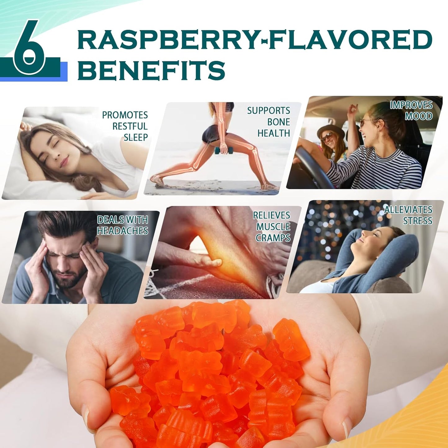 Sugar-Free 1000mg Magnesium Glycinate Gummies with Vitamin D, B6, CoQ10 - Orange Flavored Supplement for Calm Mood & Sleep Support - 120 Gummies