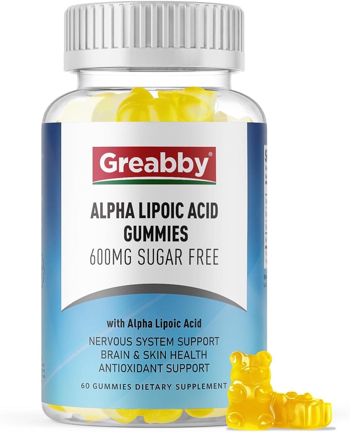 Sugar-Free Alpha Lipoic Acid Gummies 600mg for Antioxidant & Nervous System Support - Pineapple Flavor - 60 Count