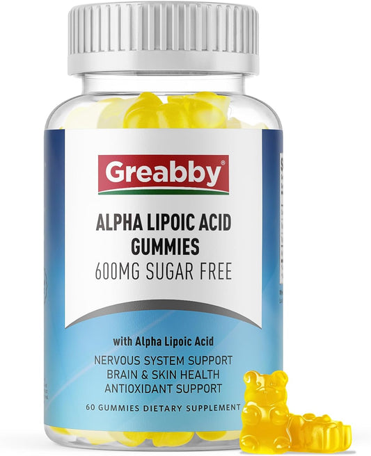 Sugar-Free Alpha Lipoic Acid Gummies 600mg for Antioxidant & Nervous System Support - Pineapple Flavor - 60 Count
