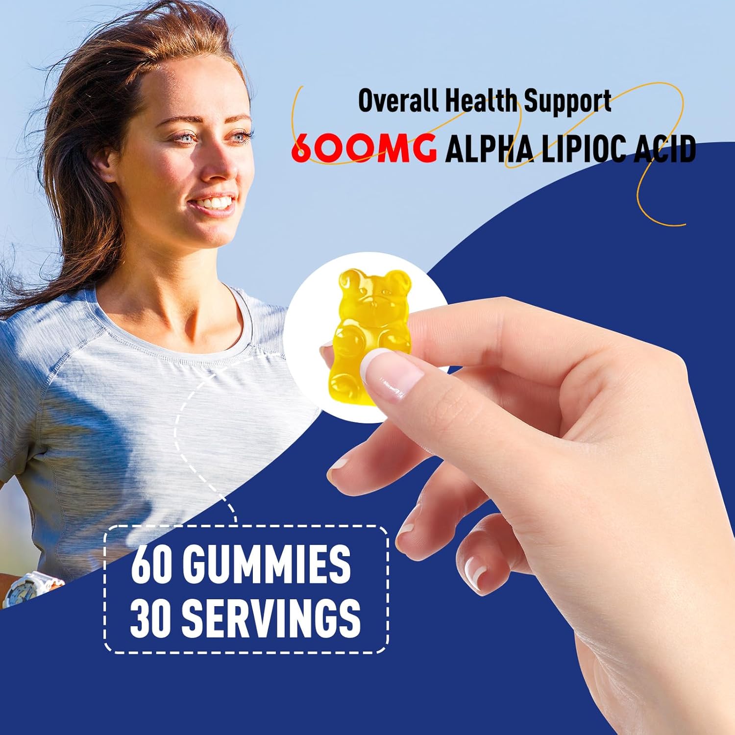 Sugar-Free Alpha Lipoic Acid Gummies 600mg for Antioxidant & Nervous System Support - Pineapple Flavor - 60 Count