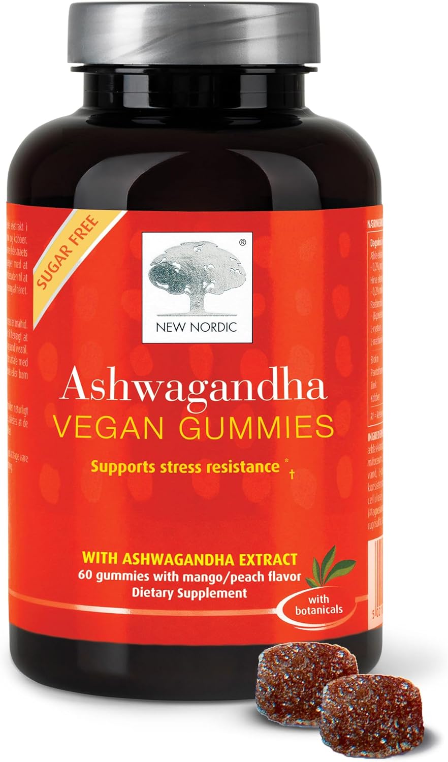 Sugar-Free Ashwagandha Gummies - 300mg Extract - Adaptogens for Men & Women - Mango Peach Flavor - 60 Count