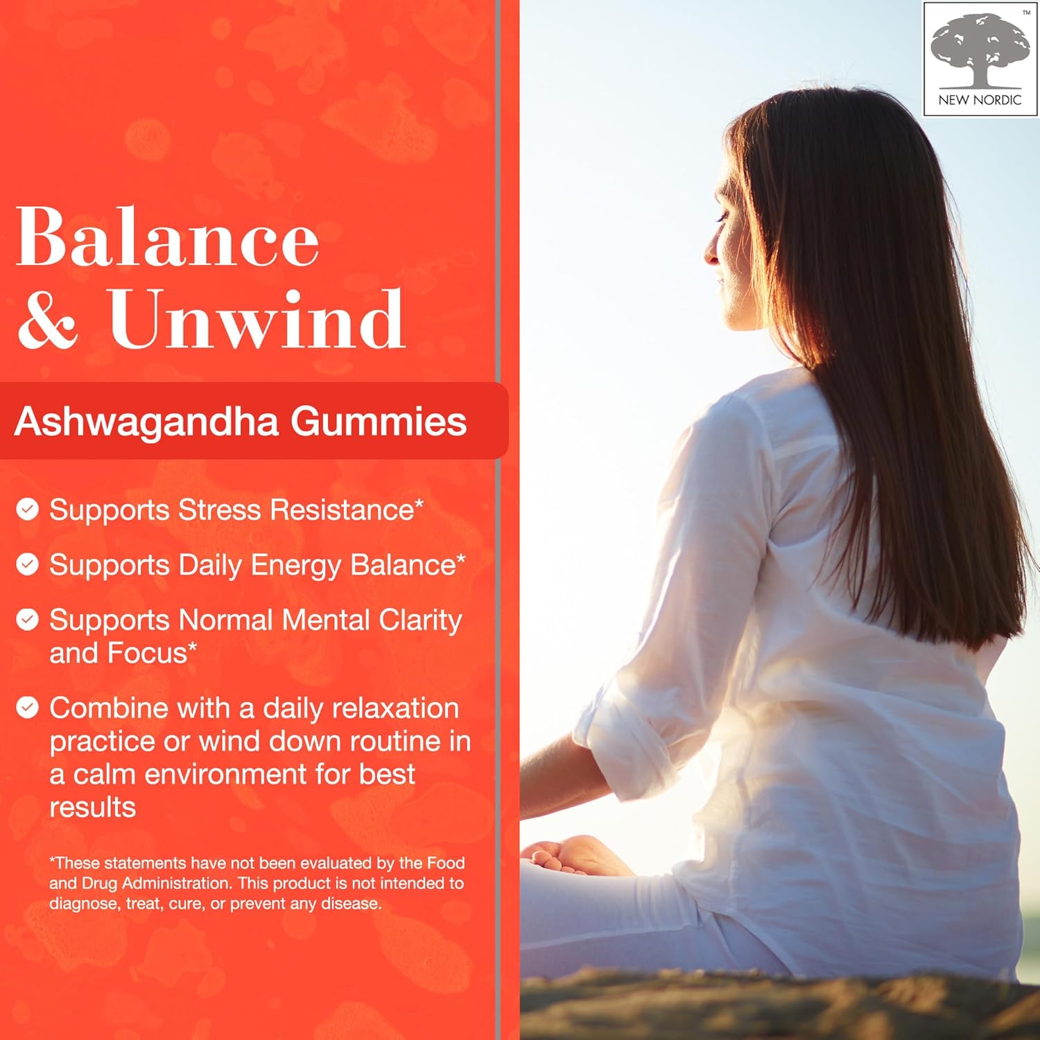 Sugar-Free Ashwagandha Gummies - 300mg Extract - Adaptogens for Men & Women - Mango Peach Flavor - 60 Count