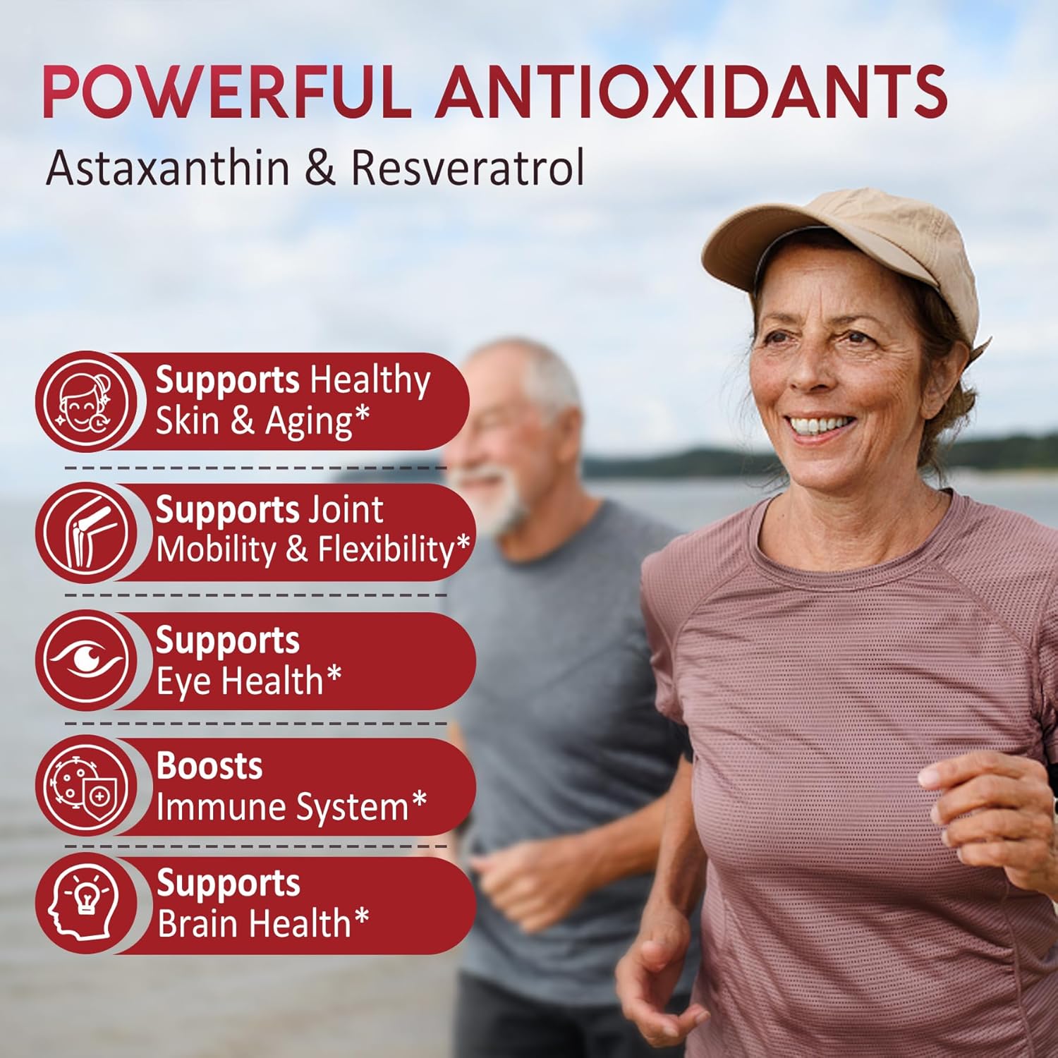 Sugar-Free Astaxanthin Gummies with Resveratrol - Antioxidant Supplement for Healthy Aging - Vegan, Non-GMO - 60 Count