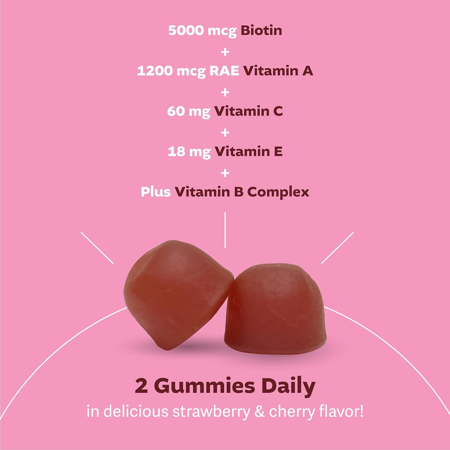 Sugar-Free Biotin Gummies for Hair, Skin, and Nails - 5000mcg with Full Vitamin Complex - 60 Ct Strawberry & Cherry Flavor - Hair Growth and Nail Strength Formula