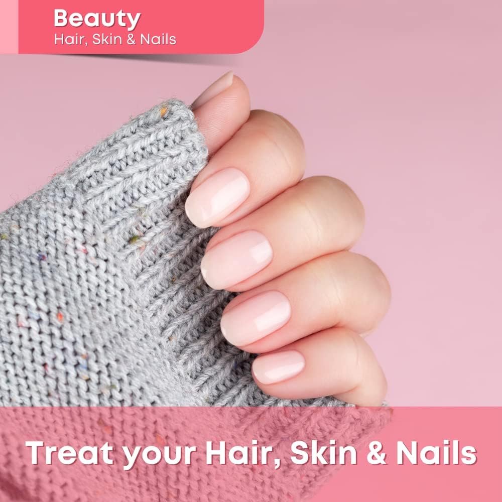 Sugar-Free Biotin Gummies for Hair, Skin & Nails - 60 Count Vegan Beauty Gummies with Biotin, Vitamin B12, Folate - Non-GMO & Gluten-Free