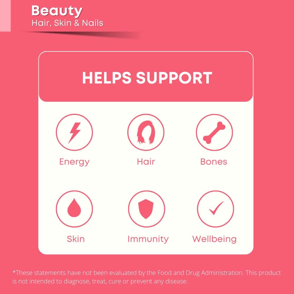 Sugar-Free Biotin Gummies for Hair, Skin & Nails - 60 Count Vegan Beauty Gummies with Biotin, Vitamin B12, Folate - Non-GMO & Gluten-Free