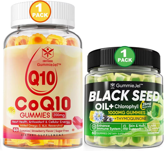 Sugar Free Black Seed Oil Gummies with Chlorophyll + CoQ10 200mg - EnvyCure