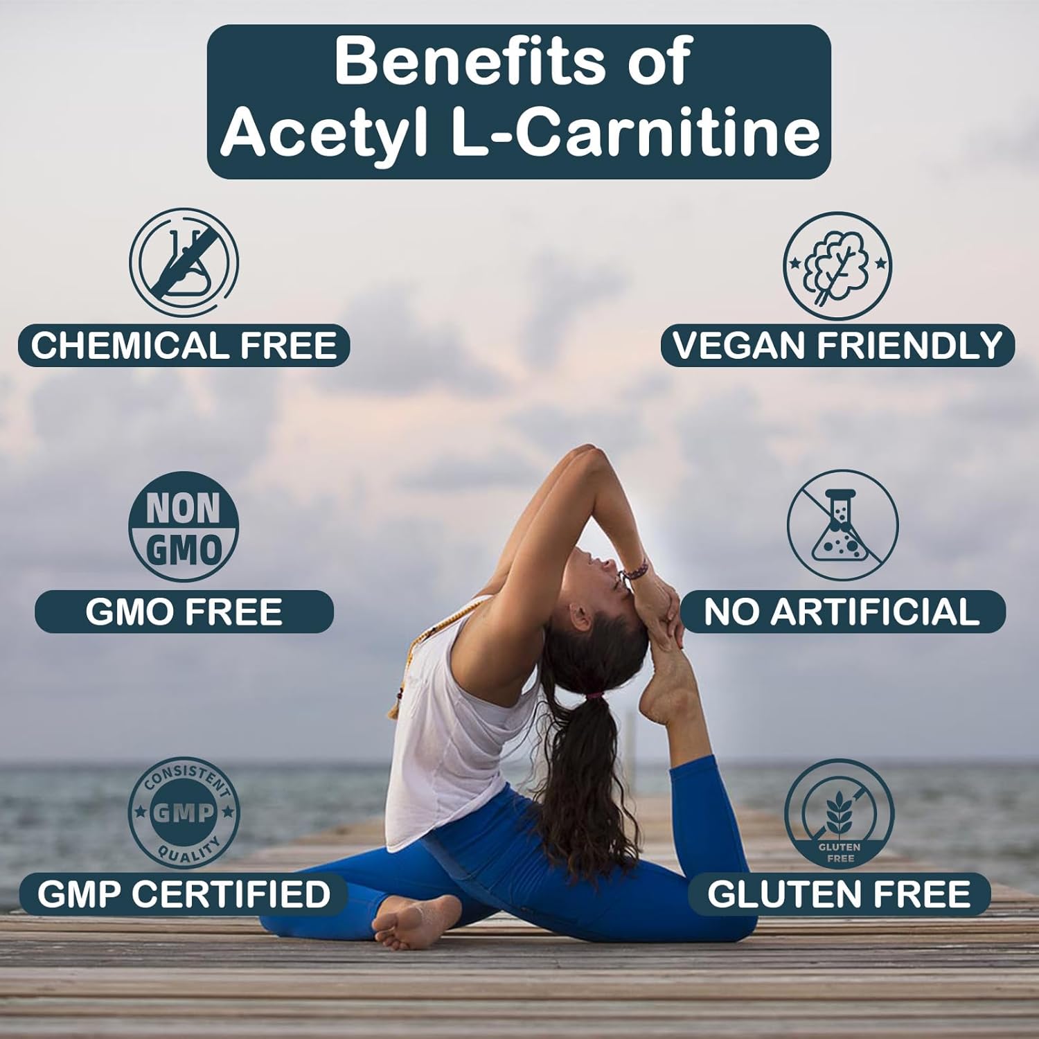 Sugar Free Blueberry Flavoured Acetyl L-Carnitine Gummies - 1000 MG Vegan Supplement for Muscular Endurance, Energy, Brain Health - Non-GMO - 60 Count