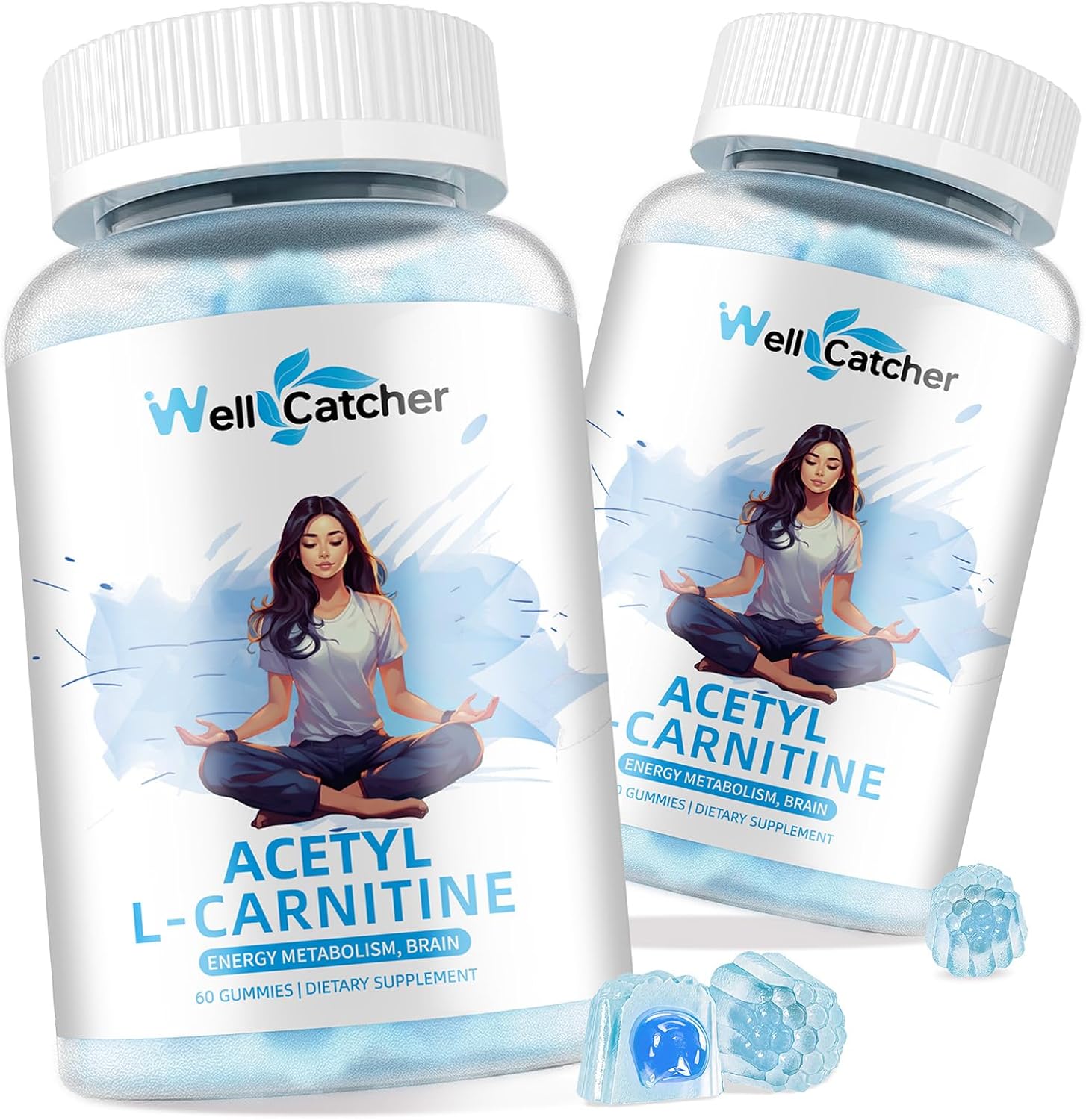 Sugar Free Blueberry Flavoured Acetyl L-Carnitine Gummies - 1000 MG Vegan Supplement for Muscular Endurance, Energy, Brain Health - Non-GMO - 60 Count