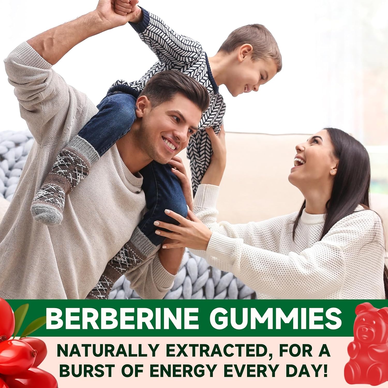 Sugar-Free BVIVLOO Berberine Gummies - 2000mg High Potency Supplement with Ceylon Cinnamon & Milk Thistle for Immune System & Metabolism Support - 60 Gummies