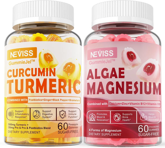 Sugar Free Calcium Magnesium + Turmeric Curcumin Gummies for Bone, Nerve, Muscle, and Joint Health