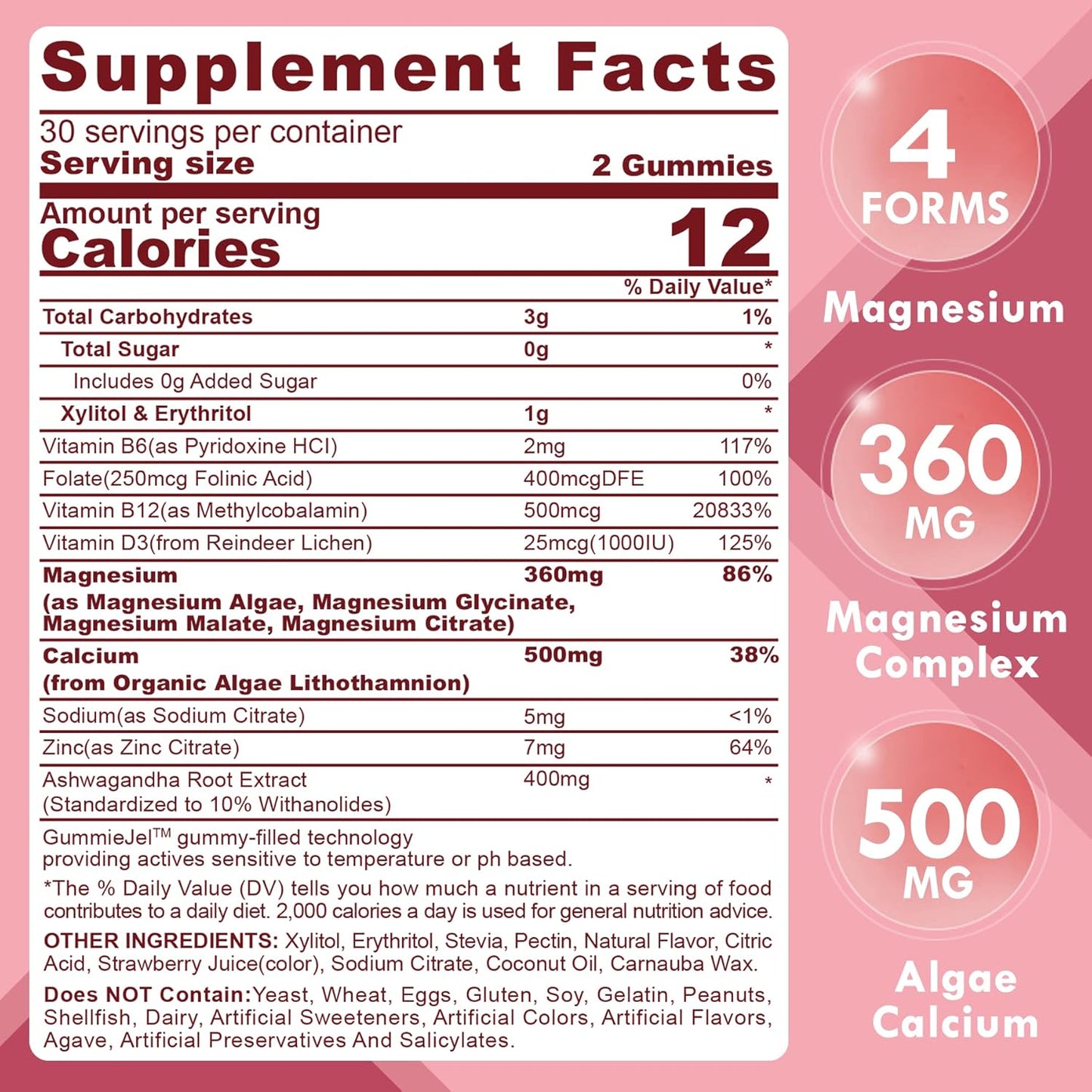 Sugar Free Calcium Magnesium + Turmeric Curcumin Gummies for Bone, Nerve, Muscle, and Joint Health