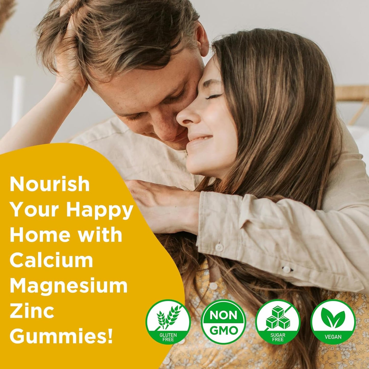 Sugar-Free Calcium Magnesium Zinc Gummies with Vitamin D3 for Bone and Muscle Health - 120 Pineapple Flavored Gummies