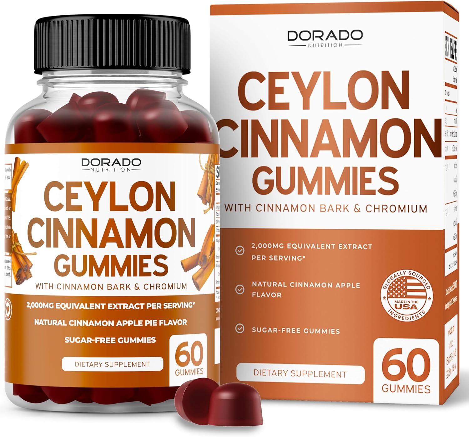 Sugar-Free Ceylon Cinnamon Gummies (2,000mg) and Creatine Monohydrate Gummies (5,000mg) Bundle - 60 Cinnamon Gummies and 90 Creatine Gummies