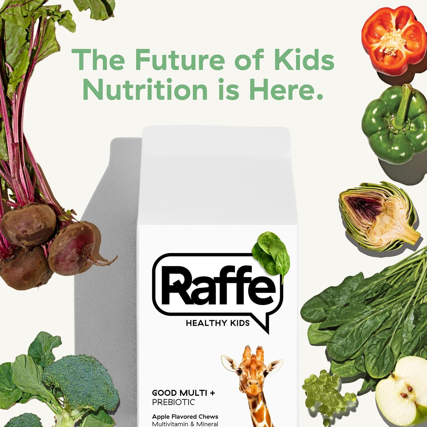 Sugar-Free Chewable Kids Multivitamin with Prebiotics, Omega 3 DHA, Fiber, Iron & Folate for Immunity & Digestive Health - Vegan | 60 Chews