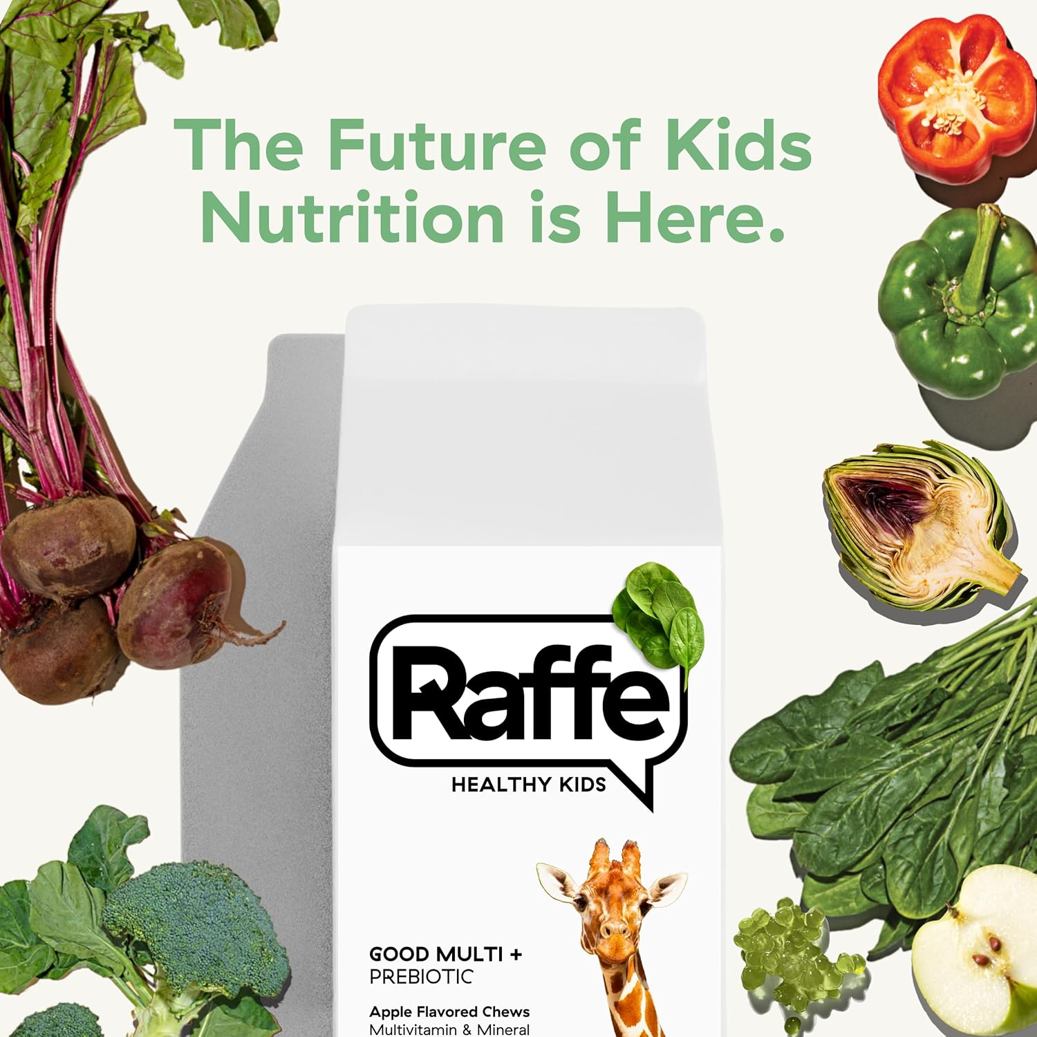 Sugar-Free Chewable Kids Multivitamin with Prebiotics, Omega 3 DHA, Fiber, Iron & Folate for Immunity & Digestive Health - Vegan | 60 Chews