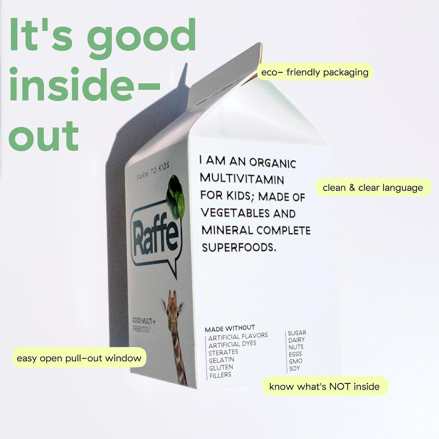 Sugar-Free Chewable Kids Multivitamin with Prebiotics, Omega 3 DHA, Fiber, Iron & Folate for Immunity & Digestive Health - Vegan | 60 Chews