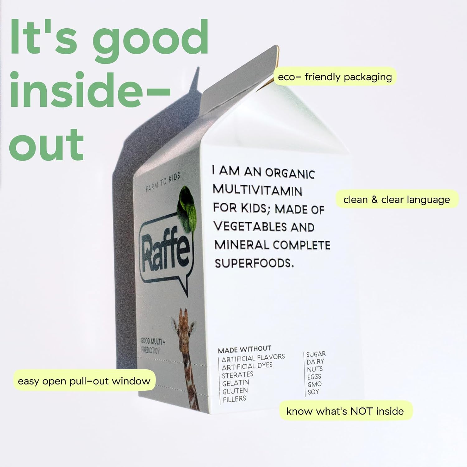 Sugar-Free Chewable Kids Multivitamin with Prebiotics, Omega 3 DHA, Fiber, Iron & Folate for Immunity & Digestive Health - Vegan | 60 Chews