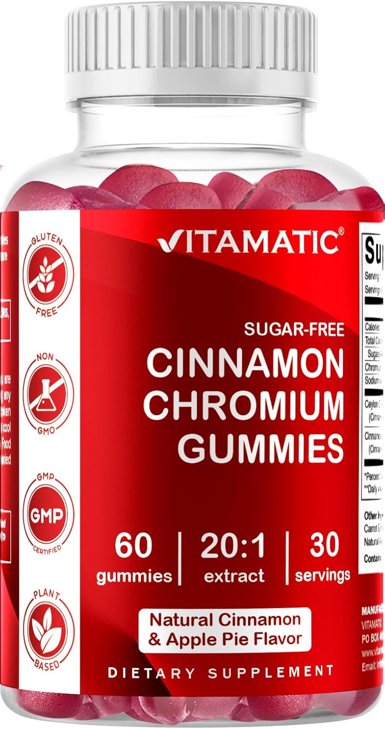 Sugar Free Chromium Gummies with Ceylon Cinnamon - Non-GMO, Gluten Free, Vegan - 60 Gummies - BoostGo Australia