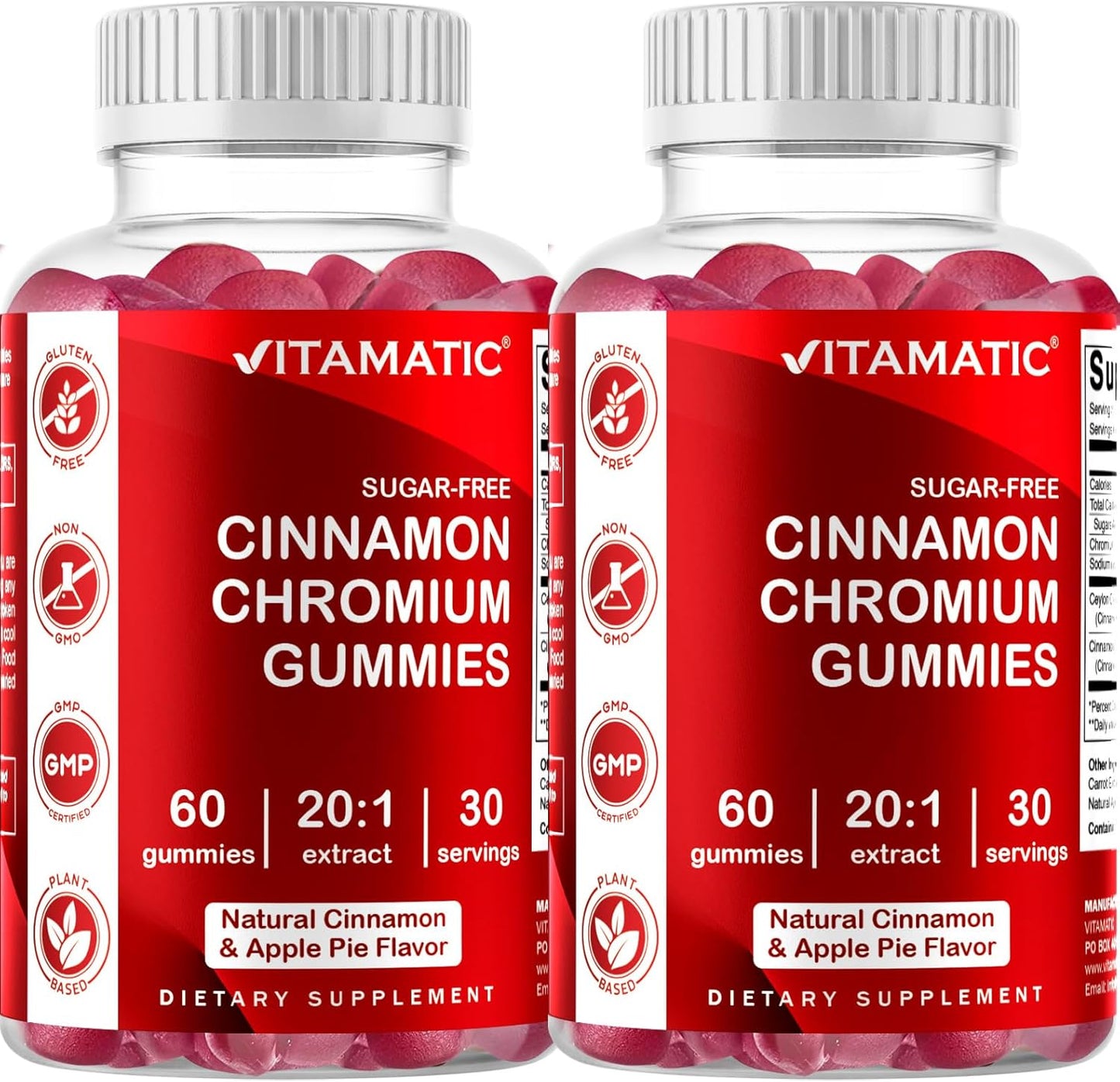 Sugar Free Chromium Gummies with Ceylon Cinnamon - Non-GMO, Gluten Free, Vegan - 60 Gummies - BoostGo Australia