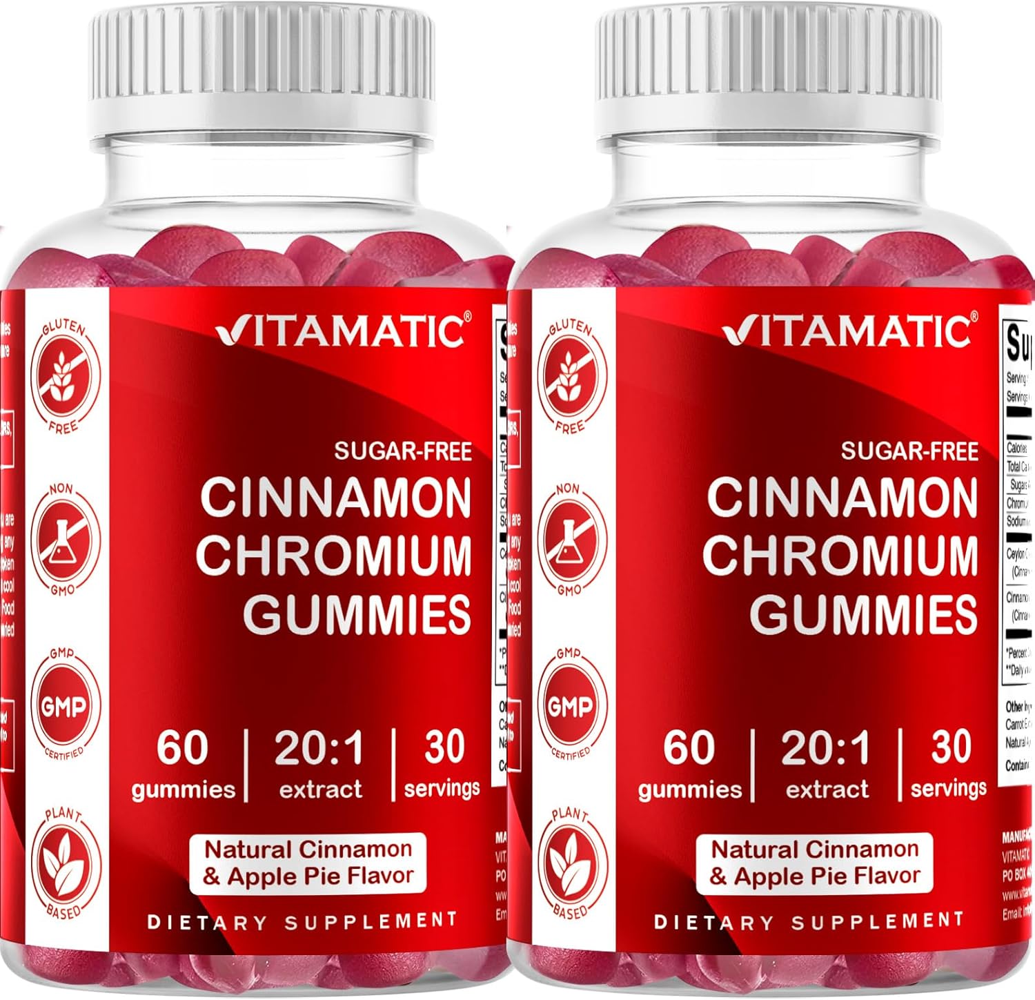 Sugar Free Chromium Gummies with Ceylon Cinnamon - Non-GMO, Gluten Free, Vegan - 60 Gummies - BoostGo Australia