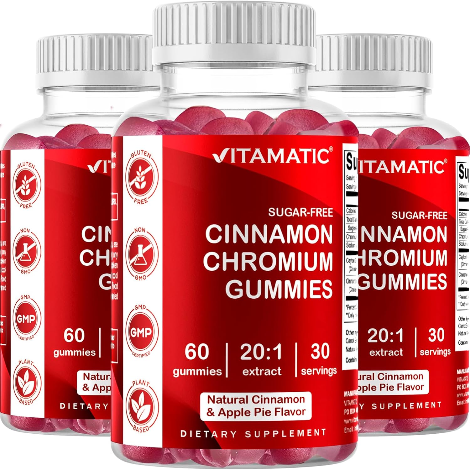 Sugar Free Chromium Gummies with Ceylon Cinnamon - Non-GMO, Gluten Free, Vegan - 60 Gummies - BoostGo Australia