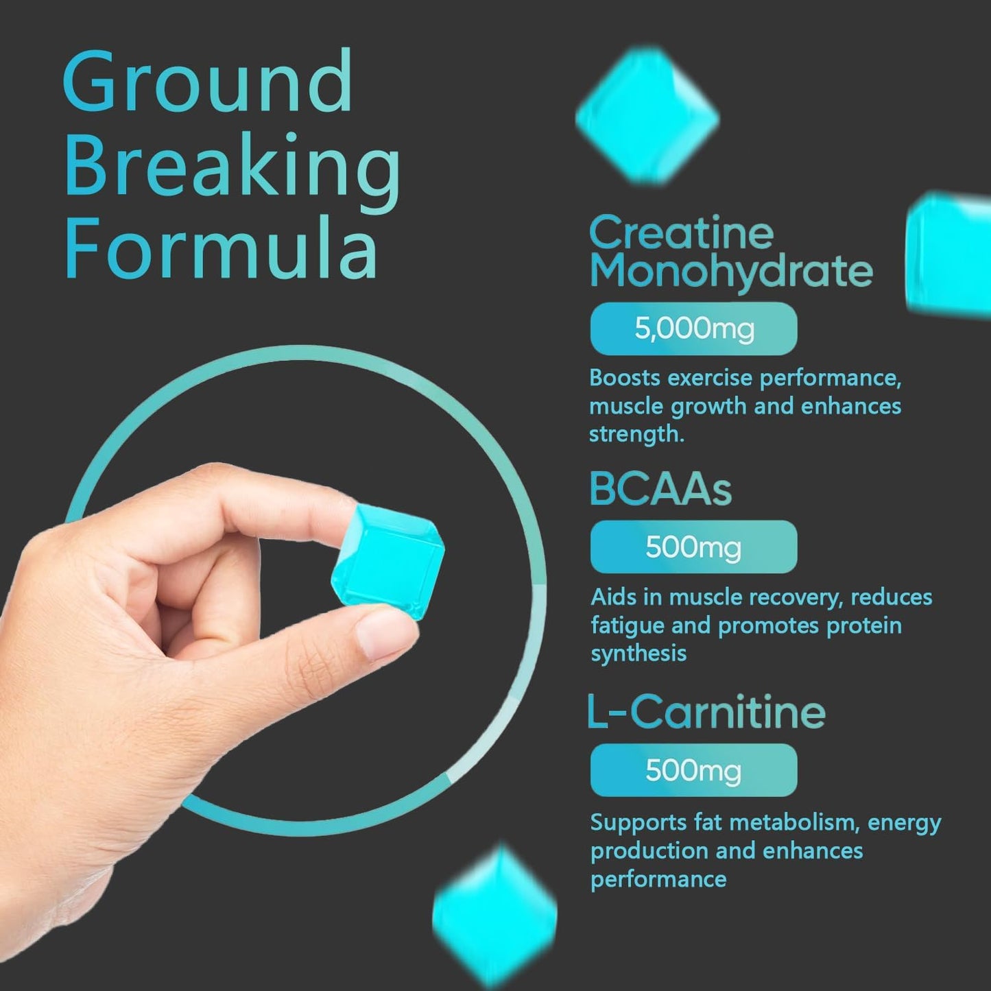 Sugar-Free Creatine Monohydrate Gummies Complex 5000mg - 120 Gummies for Muscle Strength & Energy Boost - Vegan Pre-Workout Supplement for Men & Women